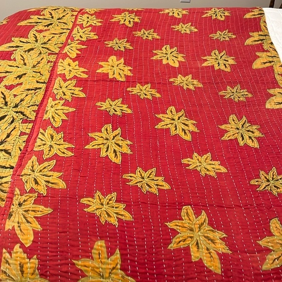 KANTHA QUILT HANDCRAFTED LIGHTWEIGHT REVERSIBLE BLANKET THROW BEDDING FROM INDIA - Picture 4 of 10